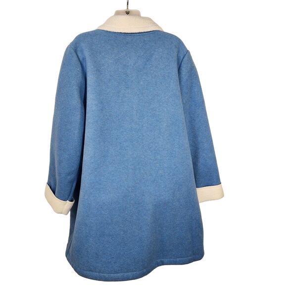 Denim & Co Womens Jacket Size 1X Blue Fleece Button Front Sherpa Lining A270423 - Picture 2 of 10